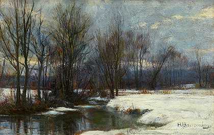 冬季景观，·Winter Landscape, 19th century by Hugh Bolton Jones