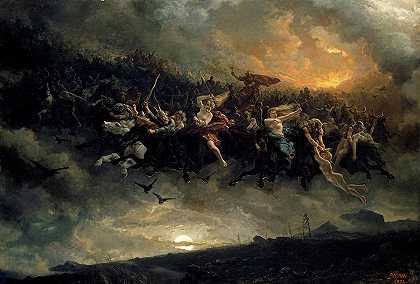 《奥丁的疯狂狩猎》，1872年`Wild Hunt Of Odin, 1872 by Peter Nicolai Arbo