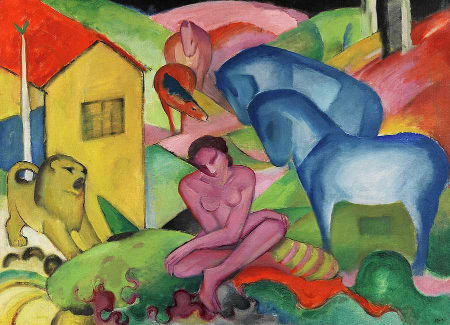 梦想，1912年`Dream, 1912 by Franz Marc