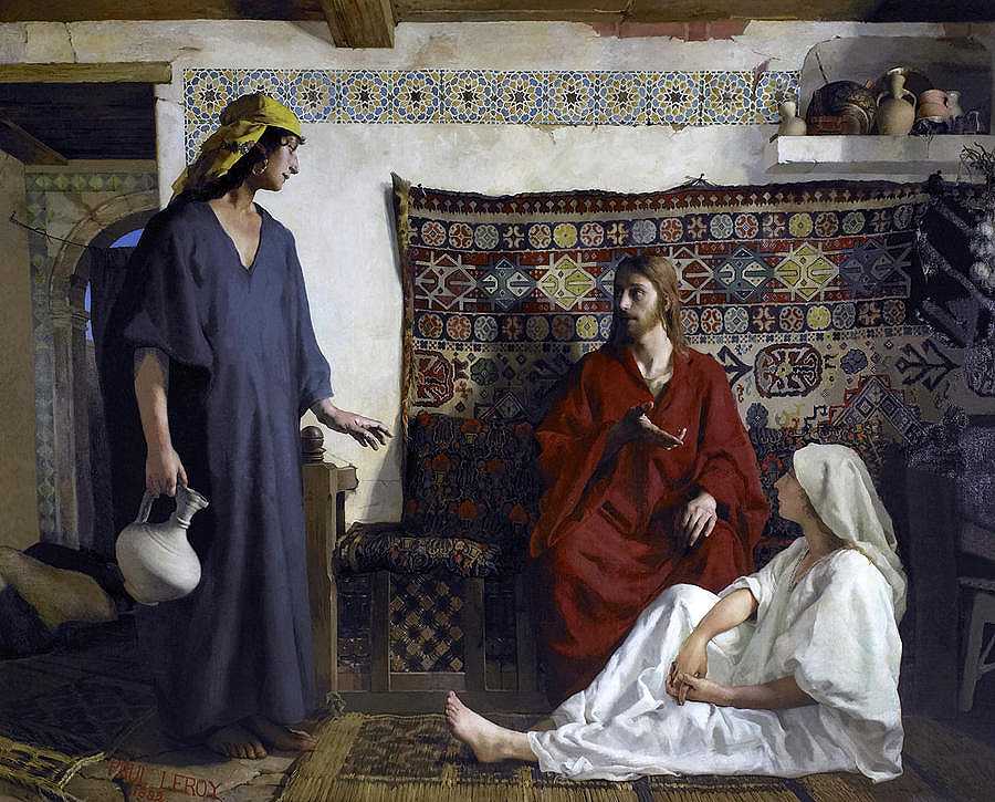耶稣与玛莎和玛丽`Jesus with Martha and Mary by Paul Leroy