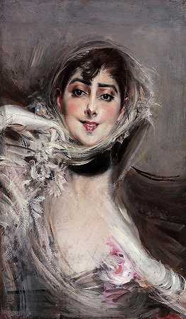 戴手套的女人，1901年`Gloved woman, 1901 by Giovanni Boldini