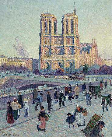 圣米歇尔和圣母院码头，1901年`The Quai Saint-Michel and Notre-Dame, 1901 by Maximilien Luce