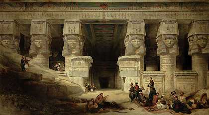 登德拉神庙，上埃及`The Temple of Dendera, Upper Egypt by David Roberts