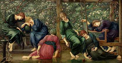 花园球场`The Garden Court by Edward Burne-Jones