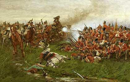 第28团，格洛斯特郡第一团，滑铁卢`The 28th, 1st Gloucestershire Regiment, at Waterloo by William Barnes Wollen