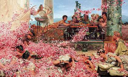 赫利奥加巴勒斯的玫瑰，1888年`The Roses of Heliogabalus, 1888 by Lawrence Alma-Tadema