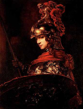 帕拉斯·雅典娜，1665年`Pallas Athena, 1665 by Rembrandt