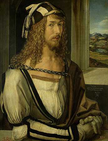 自画像阿尔布雷希特·杜勒，1498年`Self-portrait Albrecht Durer, 1498 by Albrecht Durer