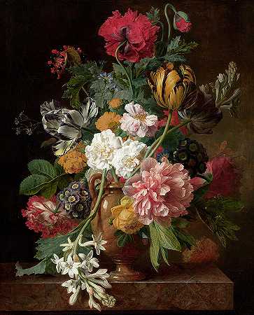 《花瓶》，1807年`Vase of Flowers, 1807 by Jan Frans van Dael