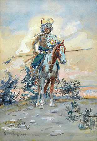 夏延勇士`Cheyenne Warrior by Charles Marion Russell