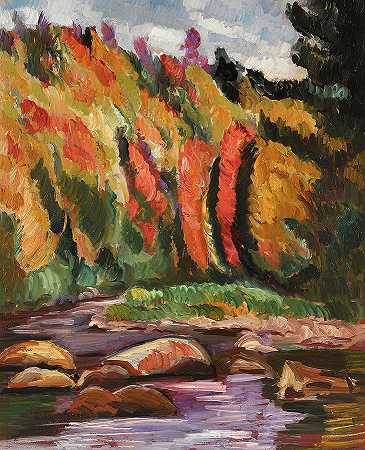 景观39号，新罕布什尔州小河`Landscape No. 39, Little River, New Hampshire by Marsden Hartley