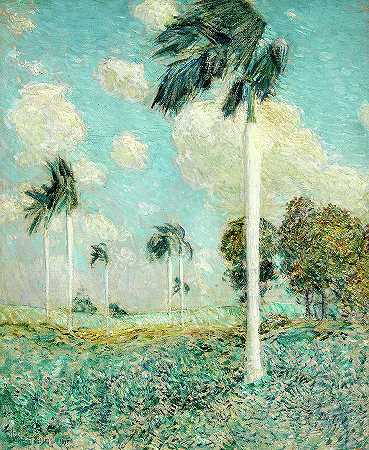 皇家棕榈，梅勒拿，古巴，1895年`Royal Palms, Melena, Cuba, 1895 by Childe Hassam