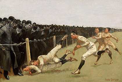 触地得分，耶鲁对普林斯顿，感恩节，1890年`Touchdown, Yale vs Princeton, Thanksgiving Day, 1890 by Frederic Remington