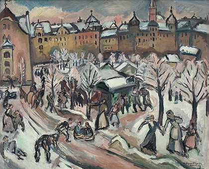 慕尼黑的雪，1909年`Snow in Munich, 1909 by Othon Friesz