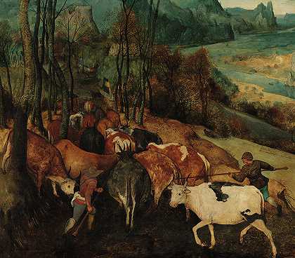 《牛群归来》，1565年`Return of the Herd, 1565 by Pieter Bruegel the Elder
