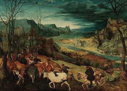 《牛群的回归》，1565年`The Return of the Herd, 1565 by Pieter Bruegel the Elder