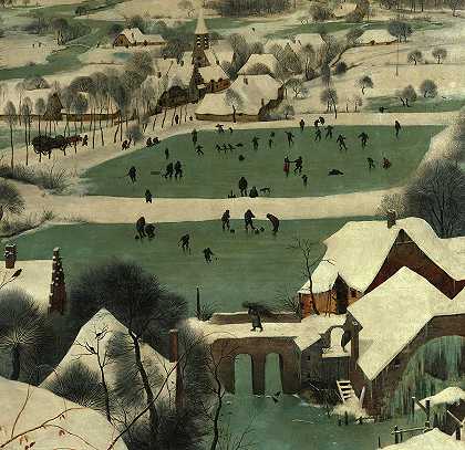 冬季场景，雪地里的猎人，1565年`Wintry Scene, The Hunters in the Snow, 1565 by Pieter Bruegel the Elder