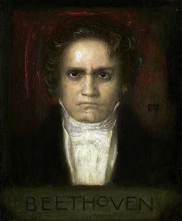 路德维希·范·贝多芬画像，1905年`Portrait of Ludwig van Beethoven, 1905 by Franz von Stuck