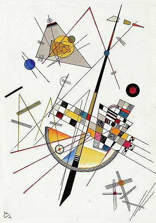 《微妙的张力》，第85期，1923年`Delicate Tension, No. 85, 1923 by Wassily Kandinsky