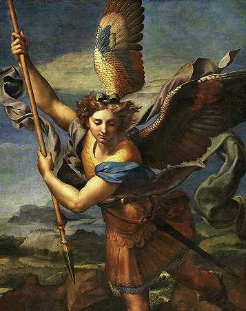 大天使迈克尔战胜撒旦`Archangel Michael Vanquishing Satan by Raphael