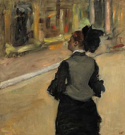 从后面看女人，参观博物馆，1885年`Woman Viewed from Behind, Visit to a Museum, 1885 by Edgar Degas