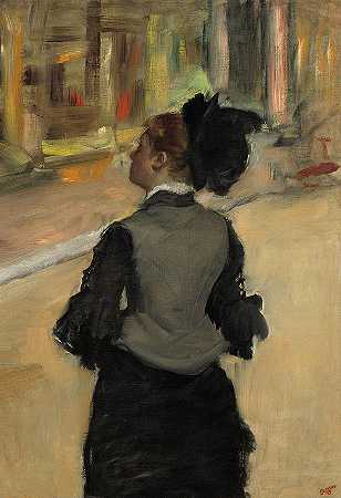 参观博物馆，从后面看女人`Visit to a Museum, Woman Viewed from Behind by Edgar Degas