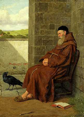 乌鸦修道院，1870年`The Convent Raven, 1870 by Henry Stacy Marks