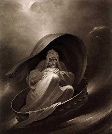 1807年，一个女巫乘着筛子驶向阿勒颇`A Witch Sailing to Aleppo in a Sieve, 1807 by Charles Turner