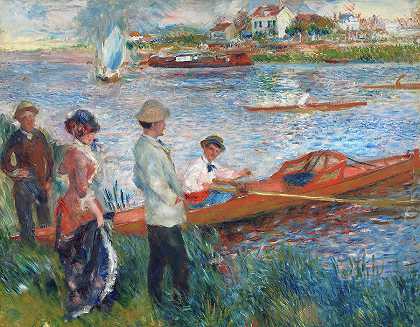 1879年，遮头的桨手`Oarsmen at Chatou, 1879 by Auguste Renoir