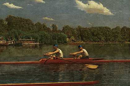 比格林兄弟赛马会，1872年`The Biglin Brothers Racing, 1872 by Thomas Eakins
