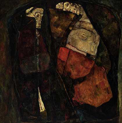 孕妇与死亡，母亲与死亡，1911年`Pregnant Woman and Death, Mother and Death, 1911 by Egon Schiele