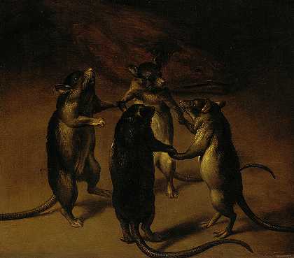 《老鼠之舞》，1690年`Dance of the Rats, 1690 by Ferdinand van Kessel