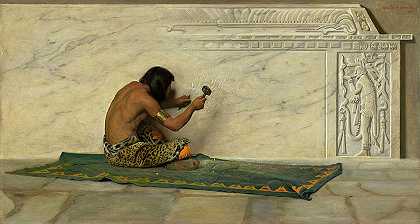 阿兹特克雕塑家，1887年`An Aztec Sculptor, 1887 by George de Forest Brush