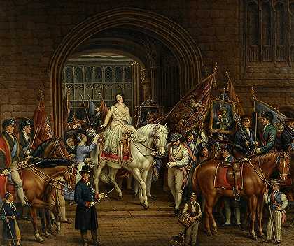 1829年的戈迪瓦夫人游行，考文垂，1861年`The Lady Godiva Procession of 1829, Coventry, 1861 by David Gee