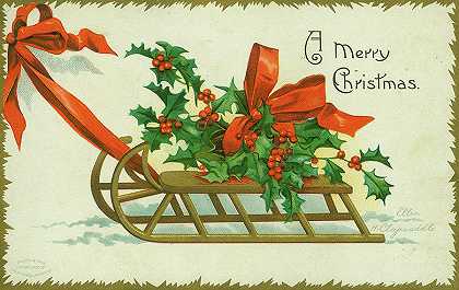 圣诞快乐`A Merry Christmas by Vintage Postcard