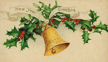 贺新年`New Year Greeting by Vintage Postcard
