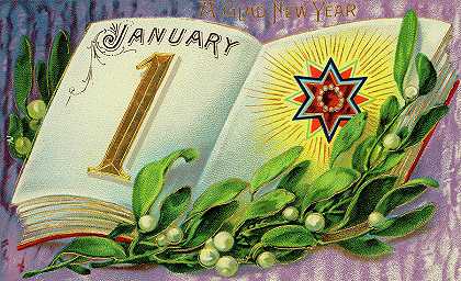 新年快乐`A Glad New Year by Vintage Postcard