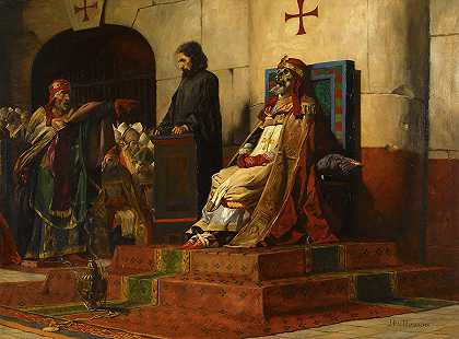 尸体会议，教皇福尔摩索斯和斯蒂芬六世，1870年`Cadaver Synod, Pope Formosus and Stephen VI, 1870 by Jean-Paul Laurens