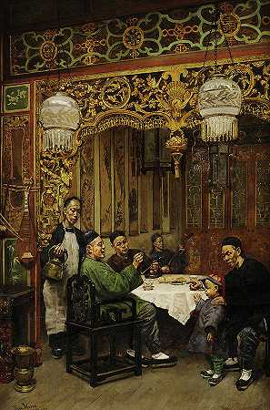 中国餐馆，1884年`Chinese Restaurant, 1884 by Theodore Wores