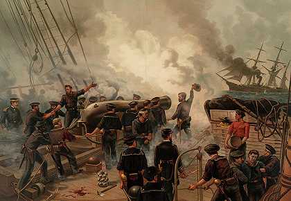 1864年，美国航空母舰“凯撒”号和CSS阿拉巴马号的战斗`Battle of the USS Kearsarge and the CSS Alabama, 1864 by American School