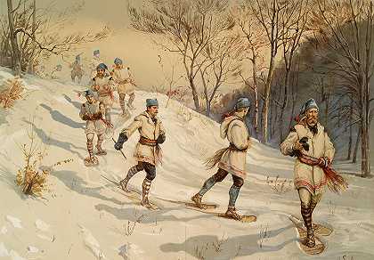 雪鞋运动，1899年`Snowshoeing, 1899 by American School