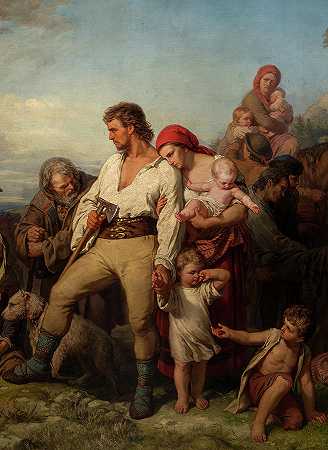 《逃离的农民》，1860年三十年战争中的一集`Fleeing Peasants, An Episode from the thirty-year War, 1860 by Petr Maixner