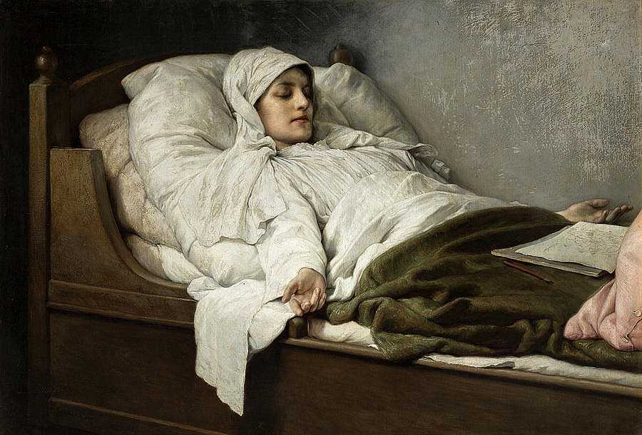 普雷沃斯特夫人睡得很熟`The Seeress of Prevorst in High Sleep by Gabriel Max