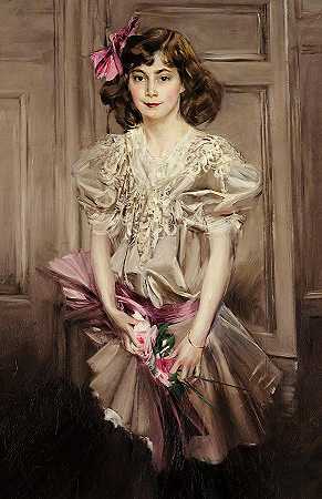 海伦·维多利亚·克罗克·拉塞尔肖像，1906年`Portrait of Helen Victoria Crocker Russell, 1906 by Giovanni Boldini
