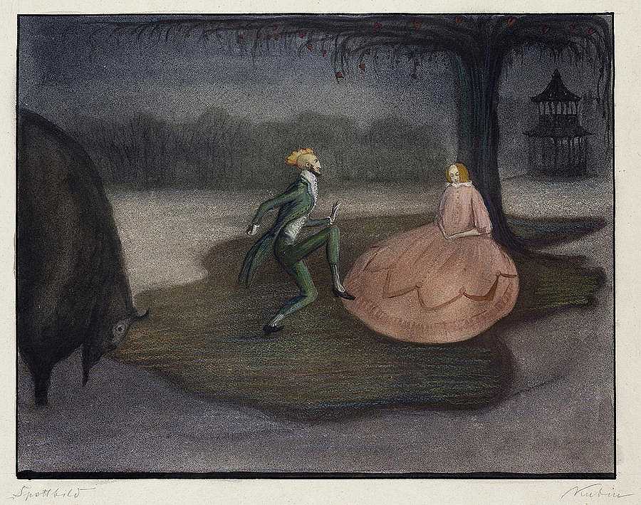 嘲弄场景，1903年`Ridiculing Scene, 1903 by Alfred Kubin