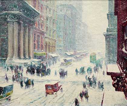 1912年冬天的第五大道`Fifth Avenue in Winter, 1912 by Guy Carleton Wiggins