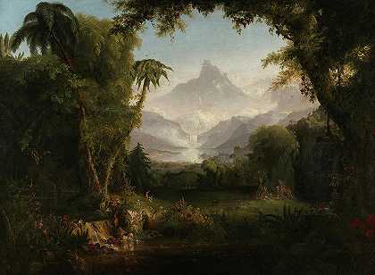 伊甸园，1828年`The Garden of Eden, 1828 by Thomas Cole