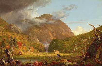 1839年，克劳福德凹口，一个被称为白山凹口的山口景观`A View of the Mountain Pass Called the Notch of the White Mountains, Crawford Notch, 1839 by Thomas Cole
