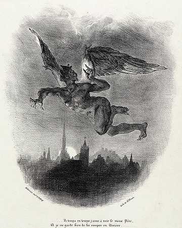 空气中的墨菲斯托菲勒，1828年`Mephistopheles in the Air, 1828 by Eugene Delacroix