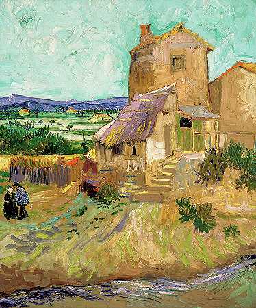 老磨坊，1888年`Old Mill, 1888 by Vincent van Gogh